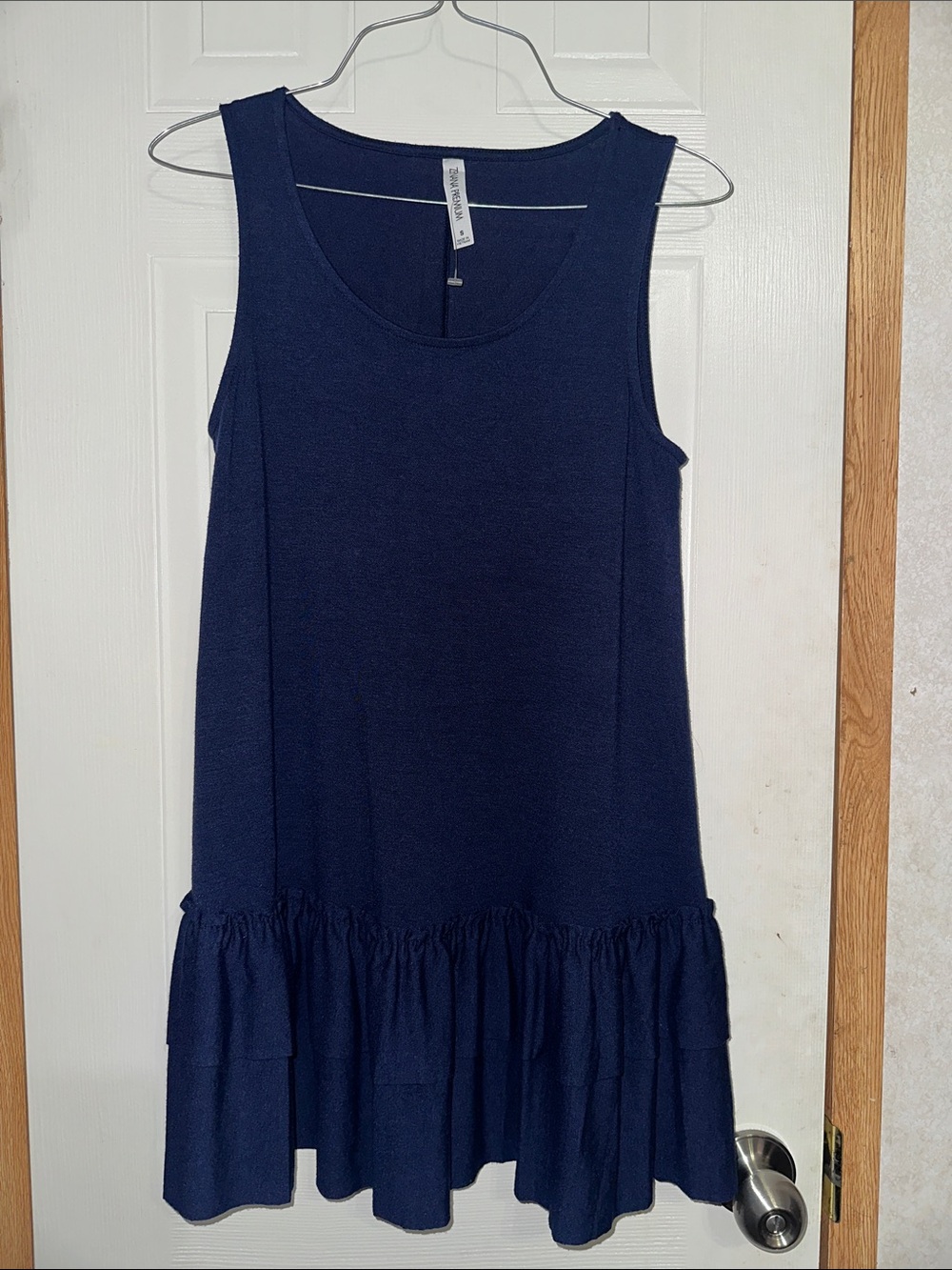 Girls Navy Ruffle Hem Sleeveless Dress - Unbranded